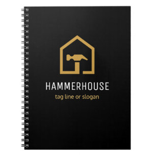 Modern Black & Golden Construction Building Notebook