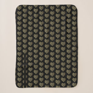Modern Black Golden effect Elegant Heart Sherpa Blanket