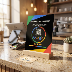 Modern Black Google Review QR Code Acrylic Sign