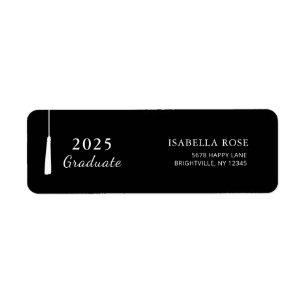 Modern Black Graduation Mailing Return Address