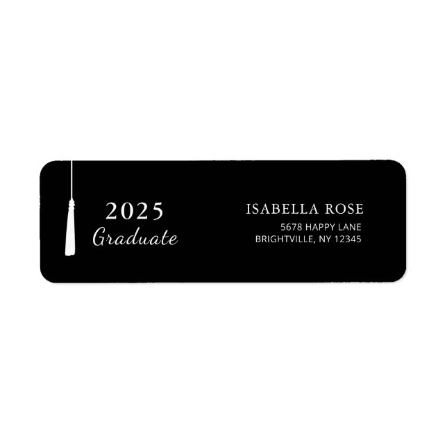 Modern Black Graduation Mailing Return Address (Front)