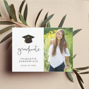 Modern Black Graduation Party Photo Invitation