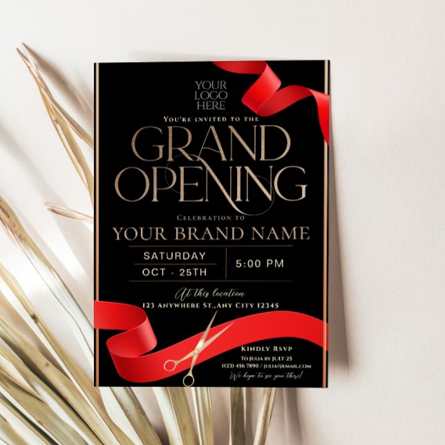 Modern Black Grand Opening Invitation Card (Modern Black Grand Opening Invitation Card )