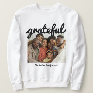 Modern Black Grateful Script Custom Photo Sweatshirt