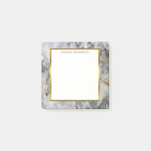 Modern black gray marble gold frame personal post-it notes