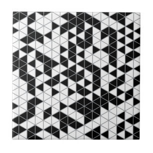 Modern Black Gray White Geometric Triangles Tile