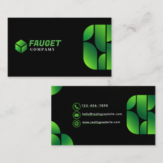Modern Black Green Business Card