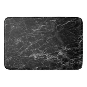 Modern Black Grey and White Faux Marble Bath Mat