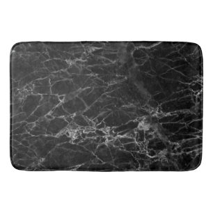 Modern Black Grey and White Faux Marble Bath Mat