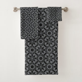Modern black grey bath towel set