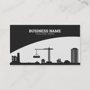 Modern Black & Grey Construction Site Building Business Card
