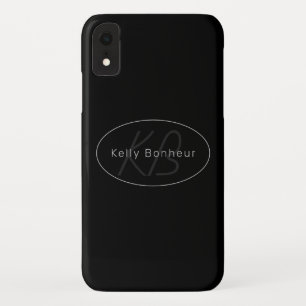 Modern Black & Grey   Cool Name & Monogram iPhone XR Case