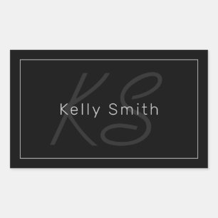 Modern Black & Grey   Cool Name & Monogram Sticker