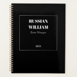 Modern Black Grey Elegant Business Planner<br><div class="desc">Sleek black and grey planner design with a modern,  elegant professional look. Perfect for business use,  corporate planning,  and office organization. Customize with your details for a refined branding touch. Ideal for executives,  entrepreneurs,  and professionals who value clean style and productivity.</div>