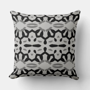 Modern black grey fabric pattern design throw pillow