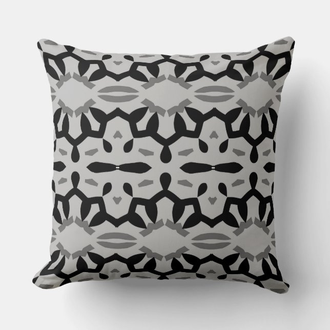 Modern black grey fabric pattern design   throw pillow (Front)
