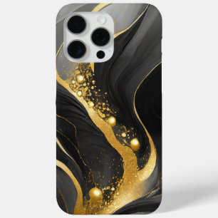 Modern Black Grey Gold Elegant Marble iPhone 15 Pro Max Case