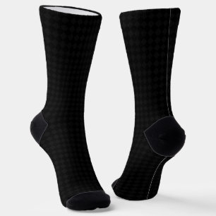 Modern Black Grey Harlequin Pattern Gold Monogram Socks
