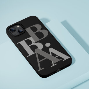 Modern Black & Grey initial minimal contemporary iPhone 16 Pro Case