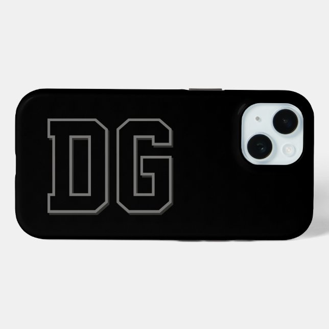 Modern Black Grey Monogram Initials Case-Mate iPhone Case (Back (Horizontal))