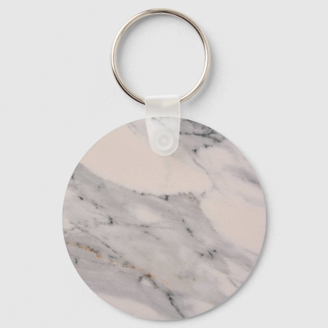 Modern black grey pink marble pattern  keychain (Front)
