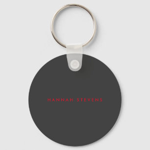 Modern Black Grey Red Professional Your Name Keychain