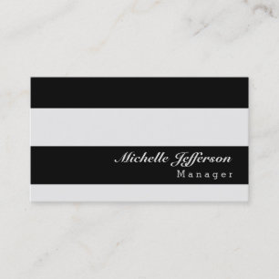 Modern Black Grey Stripe Pattern Business Card