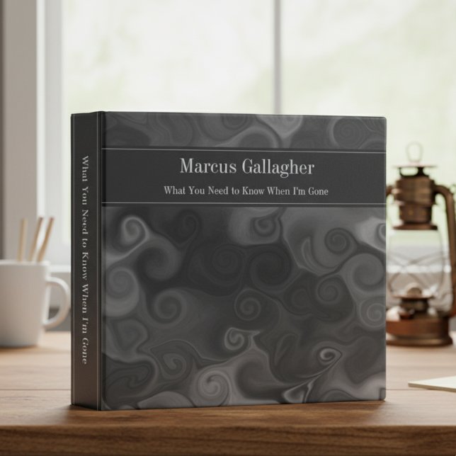 Modern Black & Grey Swirls End of Life Planner Binder (Creator Uploaded)