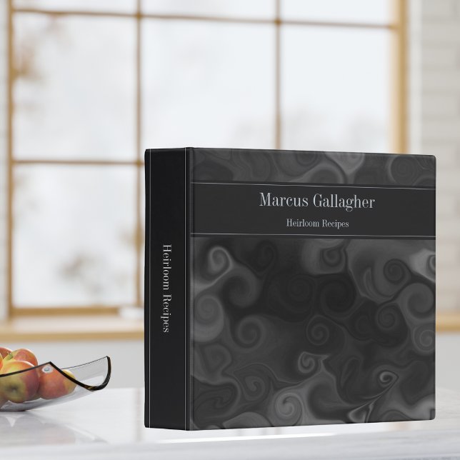 Modern Black & Grey Swirls Family Recipes Binder (Creator Uploaded)