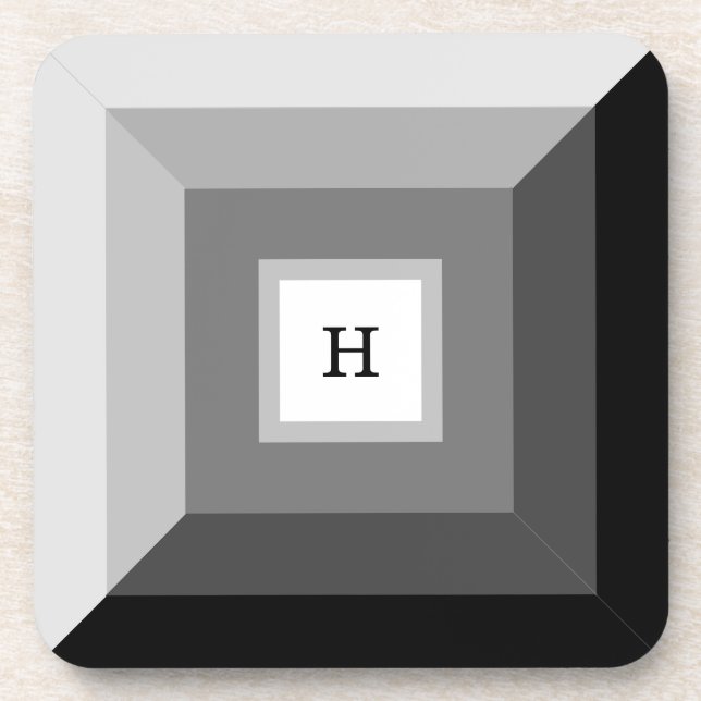 Modern Black, Grey & White Geometric Abstract Art Coaster (Front)