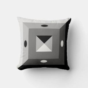 Modern Black, Grey & White Geometric Abstract Art Throw Pillow