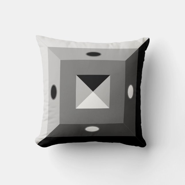 Modern Black, Grey & White Geometric Abstract Art Throw Pillow (Front)
