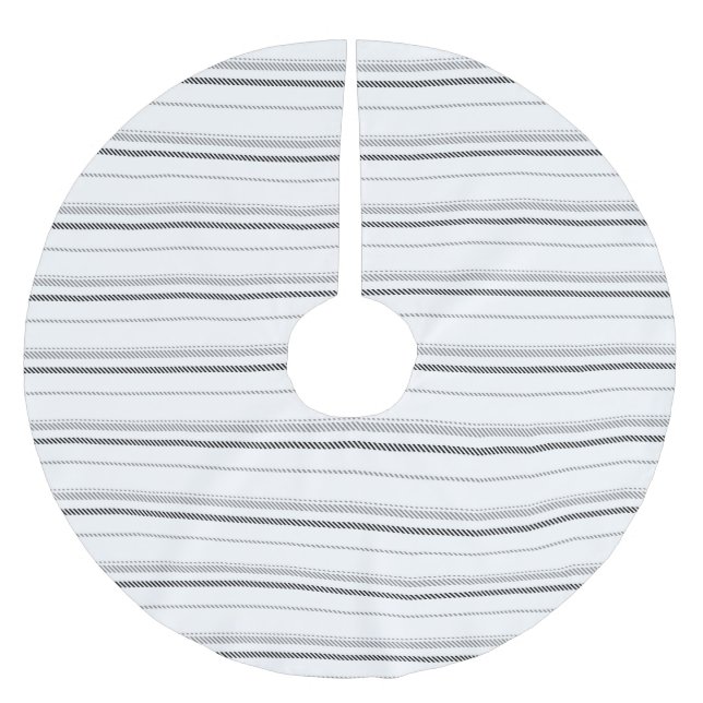 Modern black grey white graphic striped pattern brushed polyester tree skirt (Front)