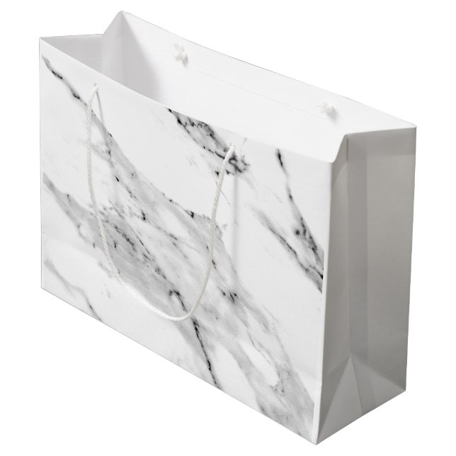 Modern black grey white marble pattern  large gift bag (Front Angled)