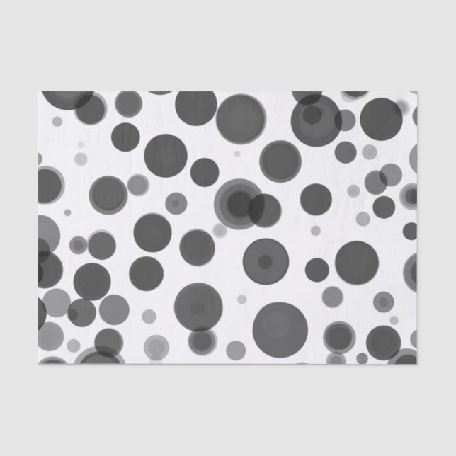 Modern Black Grey White Polka Dot Bubbles Party Tissue Paper (Front)