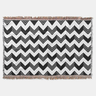 Modern Black, Grey, White Zigzag Chevron Pattern Throw Blanket