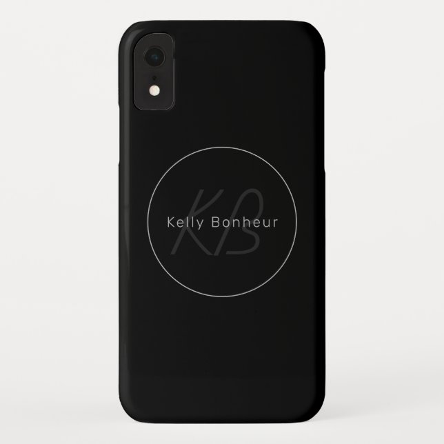 Modern Black & Greys | Cool Name & Monogram Case-Mate iPhone Case (Back)