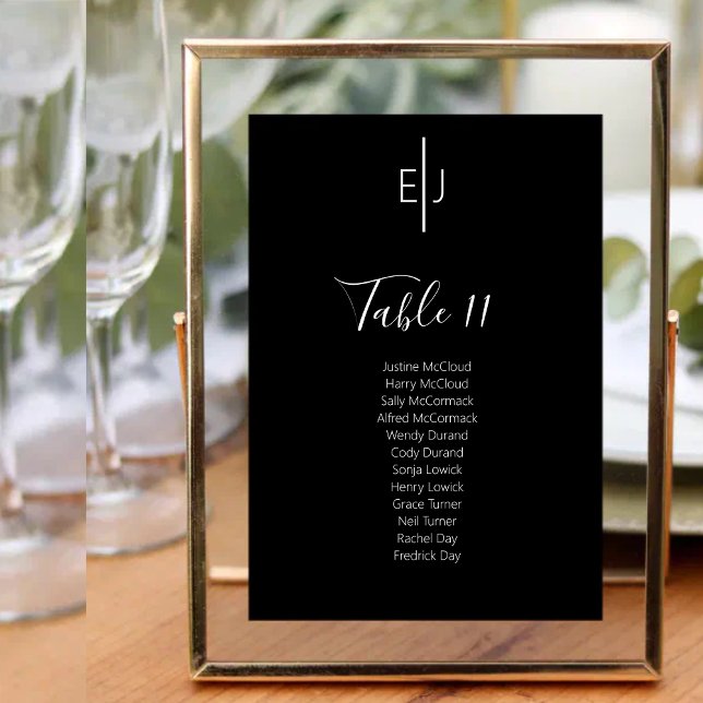 Modern Black Guests  Seating List  Table Number (Creator Uploaded)