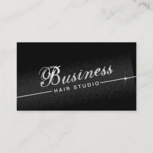 Modern Black Hair Salon Business Cards