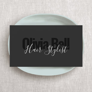 Modern Black Hair Stylist Business Card