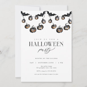 Modern Black Halloween Party Invitation