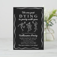 Modern Black Hand Drawn Skeletons Halloween Party