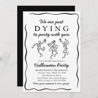 Modern Black Hand Drawn Skeletons Halloween Party