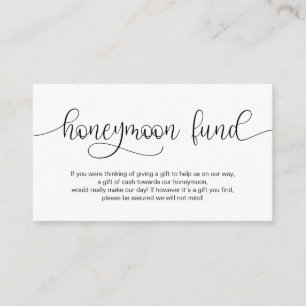 Modern Black Hand Lettered design, Honeymoon Wish Enclosure Card