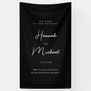 Modern, Black, Handwriting Font, Wedding Welcome Banner