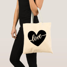 Modern Black Heart Love Script Valentine