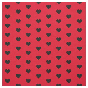 Modern Black Hearts on Red Valentine Pattern Fabric