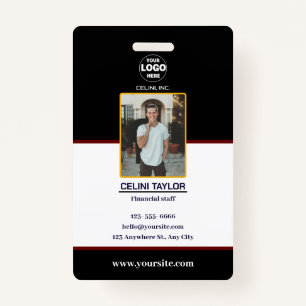 Modern Black ID Card with Photo & Logo Badge