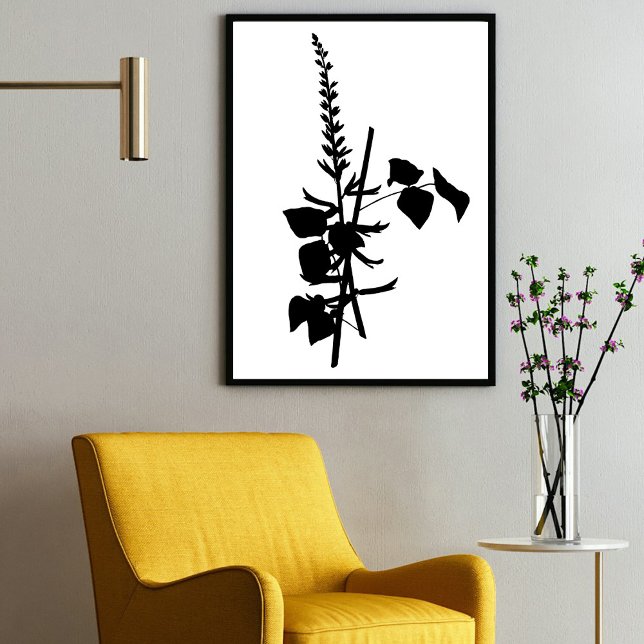 Modern Black Ink Abstract Wildflower Floral Art Poster (Modern Black Ink Abstract Wildflower Floral Art Poster)