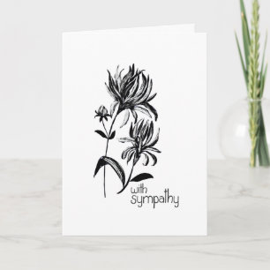 Modern Black Ink Botanical Hand Lettered Sympathy Card